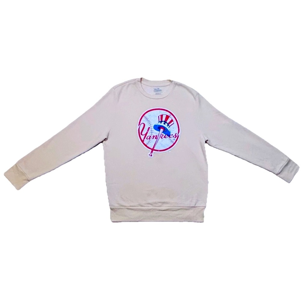 MLB New York Yankees Majestic Thread Top Hat Oatmeal Pullover
Crew Sweatshirt LG